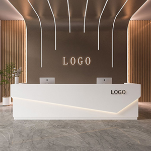 Light Luxury Arc Bar Counter Solid Wood Beauty Salon Cashier Desk Company Reception Desk <b>Small</b> Shop Service Counter - Product Image 2