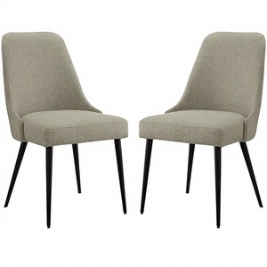 Midcentury Linen Upholstered Dining <b>Chair</b> Armless Side <b>Chair</b> Wood <b>Legs</b> Modern Dining Room Seating - Product Image 4
