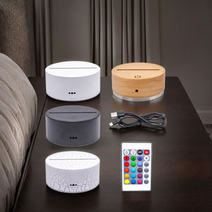 Base de Madera con Luz LED Personalizada al por Mayor, Lámpara de Madera 3D, Bases de Acrílico ABS para Manualidades, Base de Luz Nocturna para Mesa, Escritorio, Mesita de Noche - Product Image 1