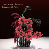 Jie Star X88057 2026 Nouveau Kit de Modélisation MOC Bouquet Sombre Décoratif Vase Fleurs Briques à Assembler Cadeau pour Adulte 885 Pièces Ensembles de Blocs de Construction