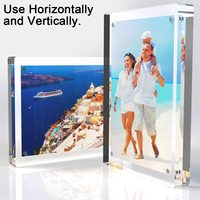 Cadre photo vertical personnalisé en cristal 5x7, cadre photo magnétique en acrylique transparent, double face, sans cadre, pour la famille