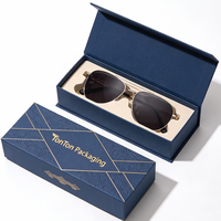 Boîte magnétique personnalisée et boîte cadeau noire pour lunettes de soleil, emballage en papier protecteur