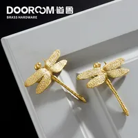 Handles Door Handles And Knobs Dooroom Brass Dragonfly Furniture Decoration Handles Nordic Ins Gold Drawer Cabinet Door Cupboard Wardrobe Dresser Pulls Knobs