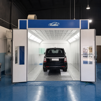 Cabine de peinture automobile RuiBo, fascia bleu, double porte, barres de verrouillage, sol grillagé, capacité SUV