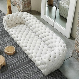 Sofá Chesterfield tapizado Sofá <span class=keywords><strong>de</strong></span> tela <span class=keywords><strong>de</strong></span> terciopelo blanco - Product Image 5