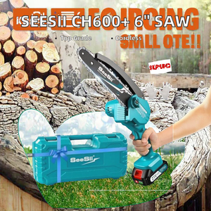 Seesii Hoge Kwaliteit Ch600 + 6 Inch Draadloze Mini Kettingzaag W/ 2X2000Mah Batterijen Hout Snijden Oliemachine Systeem Aanpasbaar Oem - Product Image 2