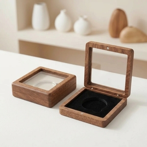 Sapele Wood Single Challenge Coin <strong>Display</strong> Box with Magnetic Closure Premium Commemorative Coin Storage Case <strong>Medal</strong> <strong>Display</strong> - Product Image 4