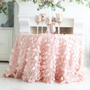 Wholesale Luxury Round Table Cloth Wedding Party Decoration Leaf Petal Taffeta Table Cloths