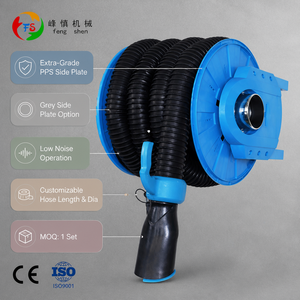 Carrete <span class=keywords><strong>de</strong></span> manguera <span class=keywords><strong>de</strong></span> escape manual con aprobación CE, tubo <span class=keywords><strong>de</strong></span> goma resistente al calor 200C con asa y puerto <span class=keywords><strong>de</strong></span> aire para garaje y fábrica - Product Image 2