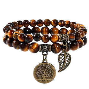 Nouveau <span class=keywords><strong>Bracelet</strong></span> <span class=keywords><strong>de</strong></span> perles <span class=keywords><strong>de</strong></span> pierres précieuses semi-précieuses naturelles <span class=keywords><strong>Arbre</strong></span> <span class=keywords><strong>de</strong></span> <span class=keywords><strong>vie</strong></span> et breloque <span class=keywords><strong>de</strong></span> feuille Chakra Energy Healing Stretch Double Row <span class=keywords><strong>Bracelet</strong></span> - Product Image 2