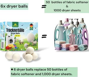 Lot de 6 balles XXL pour sèche-linge et doudounes, sans produits nocifs et adaptées aux animaux. Palline Asciugatrice en - Product Image 3