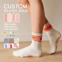 Chaussettes de yoga pour femmes avec logo personnalisé, chaussettes de pilates antidérapantes, chaussettes en coton peigné, chaussettes de sport respirantes et tendance