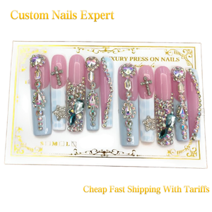 Suministros de <span class=keywords><strong>Uñas</strong></span> Personalizados de Alta Calidad, Juego de <span class=keywords><strong>Uñas</strong></span> de Gel Duro Cuadradas Largas, 10 Piezas, <span class=keywords><strong>Uñas</strong></span> Acrílicas Hechas a Mano de Lujo, Venta al Por Mayor - Product Image 1