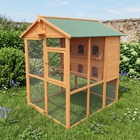 Volière d'extérieur classique en bois de sapin durable avec fermeture à bouton, nichoir et cage pour pigeons géants toutes saisons