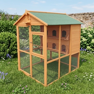 Volière d'extérieur classique en bois de sapin durable avec fermeture à bouton, nichoir et cage pour pigeons géants toutes saisons - Product Image 3