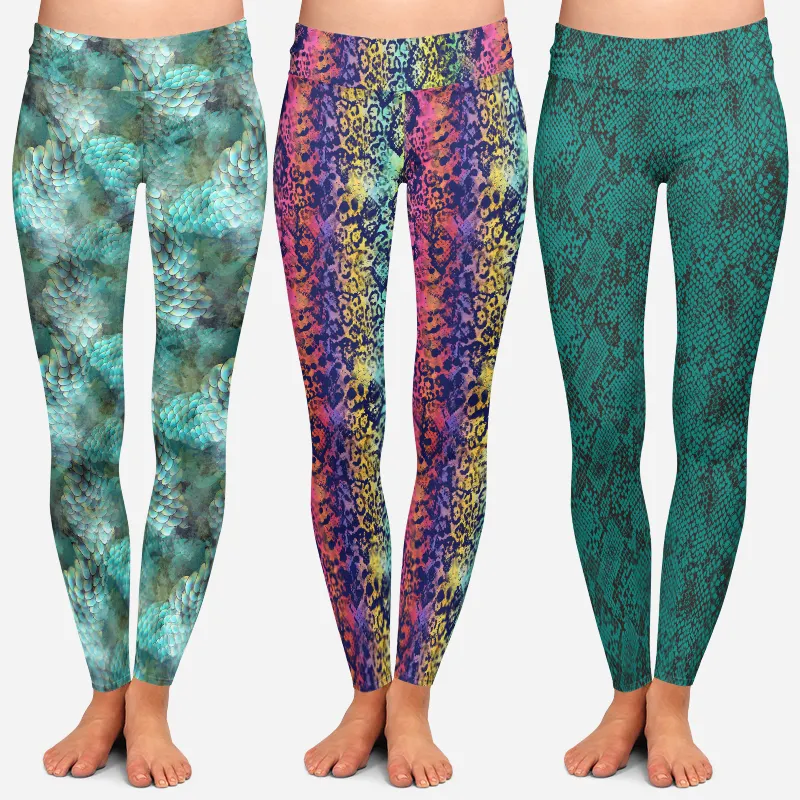 Bán Sỉ Quần Legging In Hình Rắn Theo Yêu Cầu Quần Legging Nữ Bằng Vải Spandex Cạp Cao Tập Yoga Gợi Cảm Cỡ Lớn Gsm 220