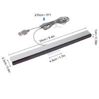 Wii Remote Controller USB Plug PC Sensor Bar Hecho Plástico Cableado Usado Dolphin IR Signal Ray Accesorio de repuesto para Wii Remote