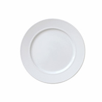 Assiette plate ronde élégante en porcelaine blanche, compatible micro-ondes