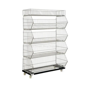 Cesta de rejilla de alambre de acero de un solo lado de gran oferta, estantes de exhibición de supermercado de <span class=keywords><strong>4</strong></span> capas, cesta de basura resistente - Product Image 1