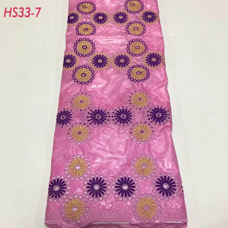 HS33 Thời Trang Mới Nhất Bông Thêu Khô Lưu Vực Vải Ren Guinea Vải Thổ Cẩm 5Yards