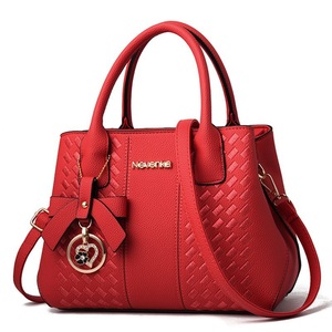 Nevernke Red Quilted Tote Bag With Bow Charm Women's Shoulder Crossbody Bag Fashion Everyday Use Spring 2025 - Product Image 1