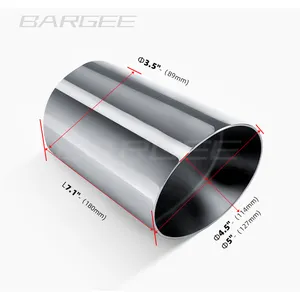 BARGEE高性能304ステンレス鋼カスタム排気チップインレット3.5 "アウトレット5" 全長7,1 "マフラーチップ