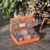 Ensemble de 4 bols en céramique de style bohème marocain, écologiques, sans BPA, résistants à la chaleur, compatibles micro-ondes et lave-vaisselle