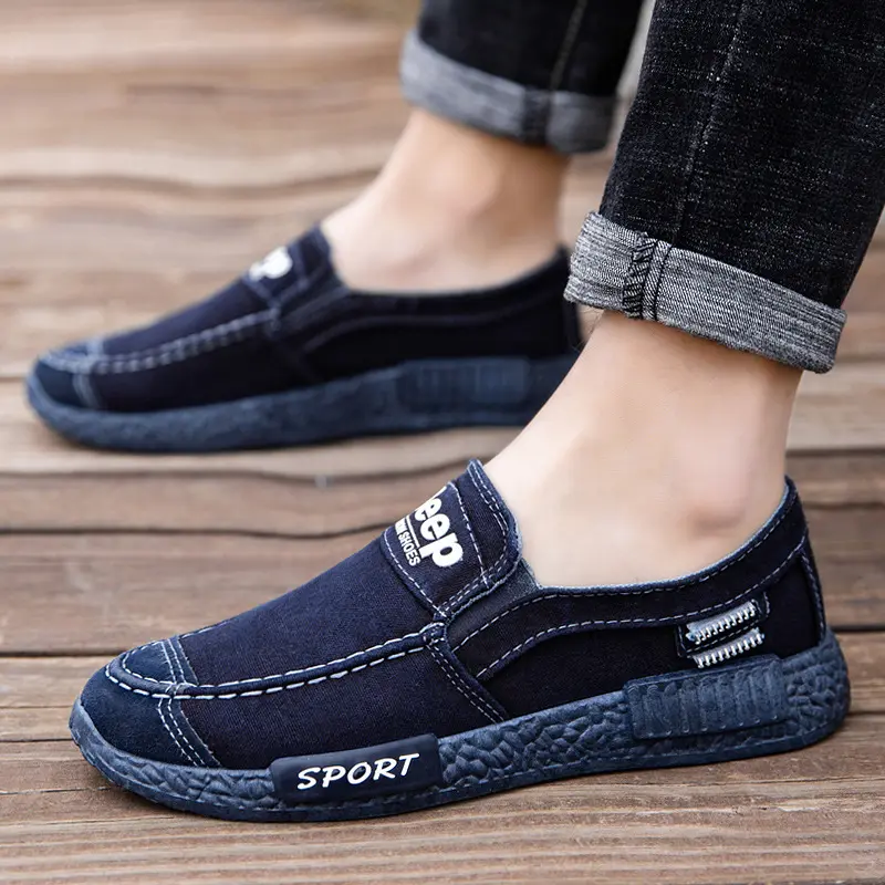 High quality canvas shoes custom china factory OEM brand fashion mens canvas slip on shoes