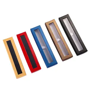 SHULI-Bolígrafo de papel vacío de alto grado, caja de embalaje personalizada de regalo con ventana de PVC transparente, venta al por mayor
