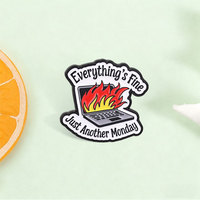 Épinglette en émail « Everything's Fine » avec citation amusante du lundi, en alliage de zinc, pour sac à dos, veste, chapeau, revers, décoration, objet de collection