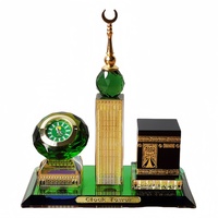 Cadeaux religieux musulmans Verre de cristal Kaaba Makkah Modèle de la tour de l'horloge de la Mecque royale Souvenirs sculptés à la main Forme de bloc Abraj Al Bait