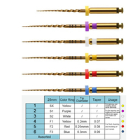 Limas Dentales Jingc para Endodoncia, Activadas por Calor, de NITI Dorado, Flexibles, Manuales y Rotatorias, para Conductos Radiculares, Herramienta de Odontología Clase II, Certificadas por la CE
