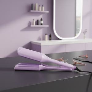 เครื่องม้วนผมแบบแท่ง 32 มม. ลายคลื่นน้ำ สำหรับผู้หญิงผมสั้น พร้อมไฟ LED และพอร์ต USB ใช้ในบ้าน - Product Image 2