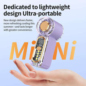 จอแสดงผล LED แบบพกพา พัดลมมินิเทอร์โบความเร็วสูง โคมไฟ พัดลมมือถือแบบชาร์จไฟได้ ปรับความเร็วได้ 100 ระดับ ใช้ในบ้าน/รถยนต์/รถบ้าน - Product Image 3