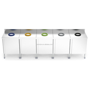 Carrito de Basura para Cocina Comercial, Carro de Acero Inoxidable para Clasificación de Residuos con Anillos de Goma Codificados por Colores para Catering y Restaurantes - Product Image 4