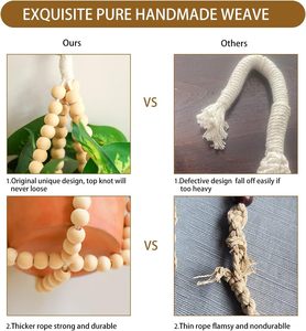 Décoration d'intérieur rustique bohème, <span class=keywords><strong>porte</strong></span>-plantes en macramé fait main avec perles en bois, pour plantes suspendues - Product Image 6