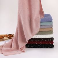 Nouveau style foulard/châle en mousseline de soie à motif floral irrégulier style gypsophile, orné de strass, voile ethnique pour femme