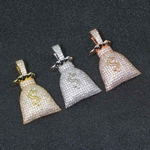 Colar com pingente ouro 14k rq, colar com pingente cheio de gelo para homens e mulheres - Product Image 6