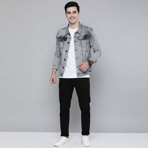 Veste en jean matelassée personnalisée pour hommes, quantité en vrac, pour l'hiver, vêtements brodés sur toute la surface, veste en jean pour hommes - Product Image 1