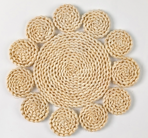 مفرش طاولة دائري من مواد طبيعية مصنوع من الذرة، مفرش غربي الطراز، وسادة زخرفية لتزيين الأطباق - Product Image 3