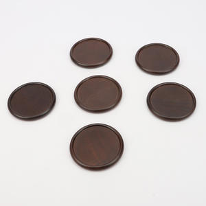 Baki alas bundar kayu padat kenari hitam kreatif tikar kopi gabus terisolasi panas untuk cangkir teh kopi bekam - Product Image 4