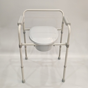 Silla plegable de acero para mesita de noche, inodoro portátil, compatible con personas que pesan hasta 350 libras - Product Image 2