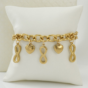 ZOGXIN Gold Plated Charm Bracelet With Heart And Heel Pendants For Women Fashion Jewelry Gift Ready Stock - Product Image 2