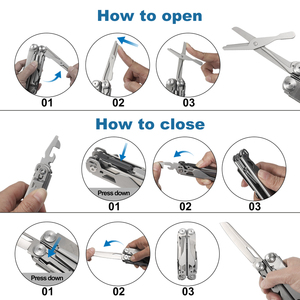 18 In 1 Silverกลางแจ้งสแตนเลสพับFull LockingผสมCamping Multitoolคีมบิตไดร์เวอร์ - Product Image 6