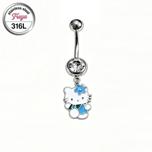 Anillos <span class=keywords><strong>de</strong></span> Ombligo Colgantes Freya <span class=keywords><strong>Kitty</strong></span> para Mujer, Anillo <span class=keywords><strong>de</strong></span> Ombligo Colgante <span class=keywords><strong>de</strong></span> Acero Inoxidable, Joyería Delicada para Piercing Corporal - Product Image 3