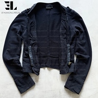 Veste Bomber en Jean Délavé Style Napoléon LARSUR, Coupe Slim, Col Montant, pour Moto, Veste Hussar en Jean Court