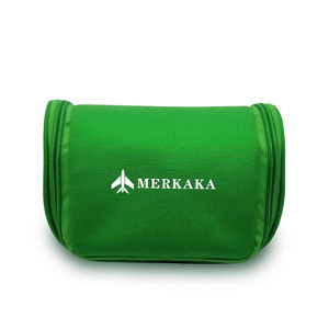 Merkaka Toiletry Bag Green Polyester Hanging Travel <b>Makeup</b> <b>Storage</b> Pouch Rectangle Shape Trip Use - Product Image 1