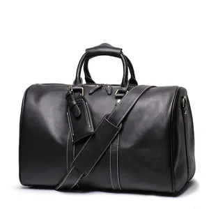 Customizable Logo Size Zipper Genuine Leather Travel Weekender Overnight Duffel Bag Sports Luggage Duffle Bags For Out Door