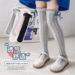 Girls' Thin Summer Knee High <b>Socks</b> With Bow Princess Style Lolita Over The Knee Breathable Women's <b>Socks</b> - Product Image 4