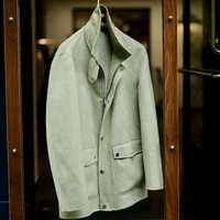 Blouson Bomber Unisexe en Cachemire Double Face Fait Main avec Fermeture Éclair et Boutons Pression, Col Montant, Style Vintage, Vêtement d'Hiver Chaud et Coupe-Vent